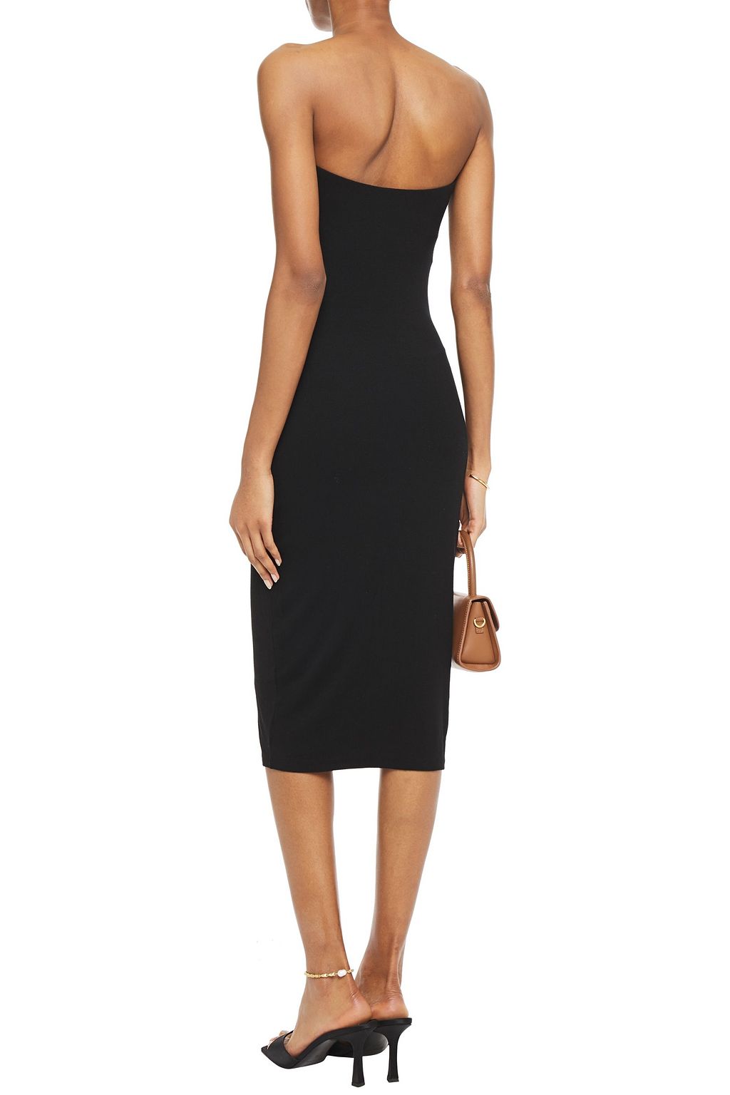 ENZA COSTA Strapless ribbed jersey midi dress