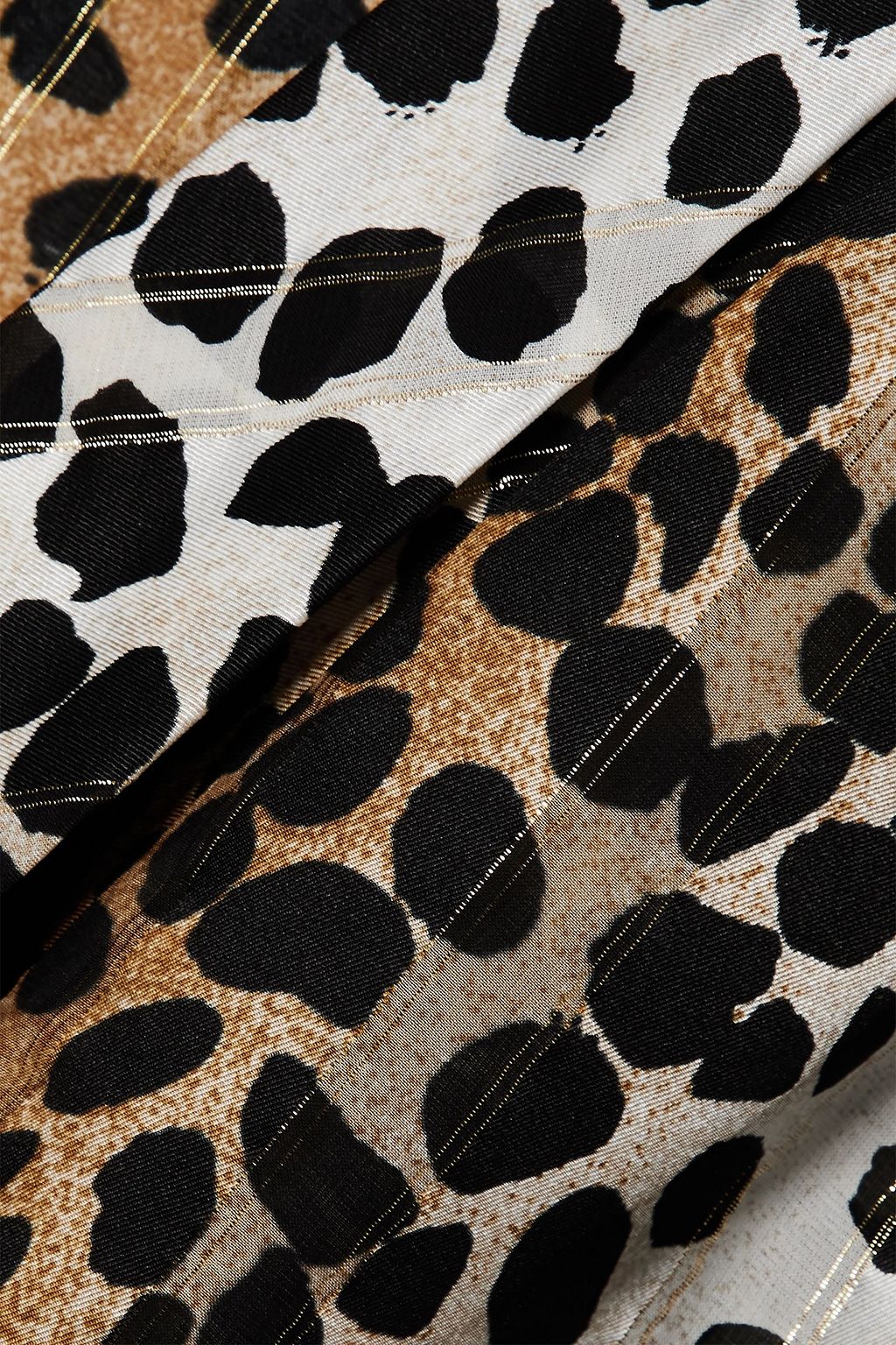 RIXO Avril wrap-effect metallic leopard-print satin and stretch-lace bodysuit