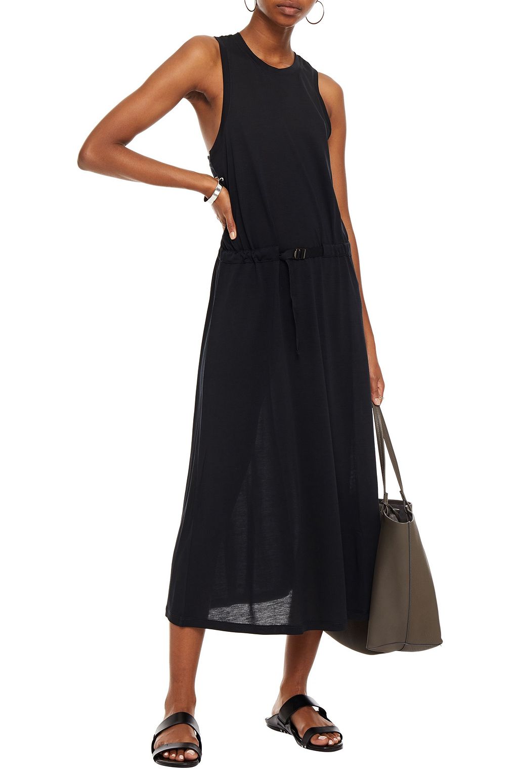 RAG & BONE Rower belted stretch-jersey midi dress
