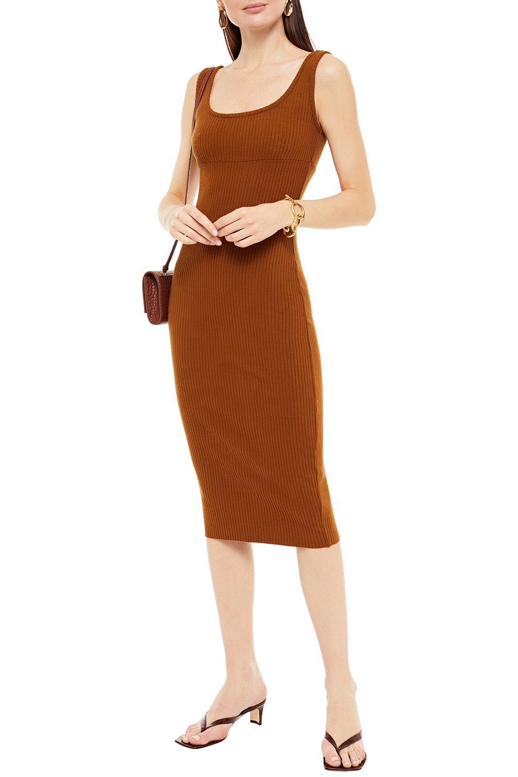 ENZA COSTA Ribbed-knit midi dress
