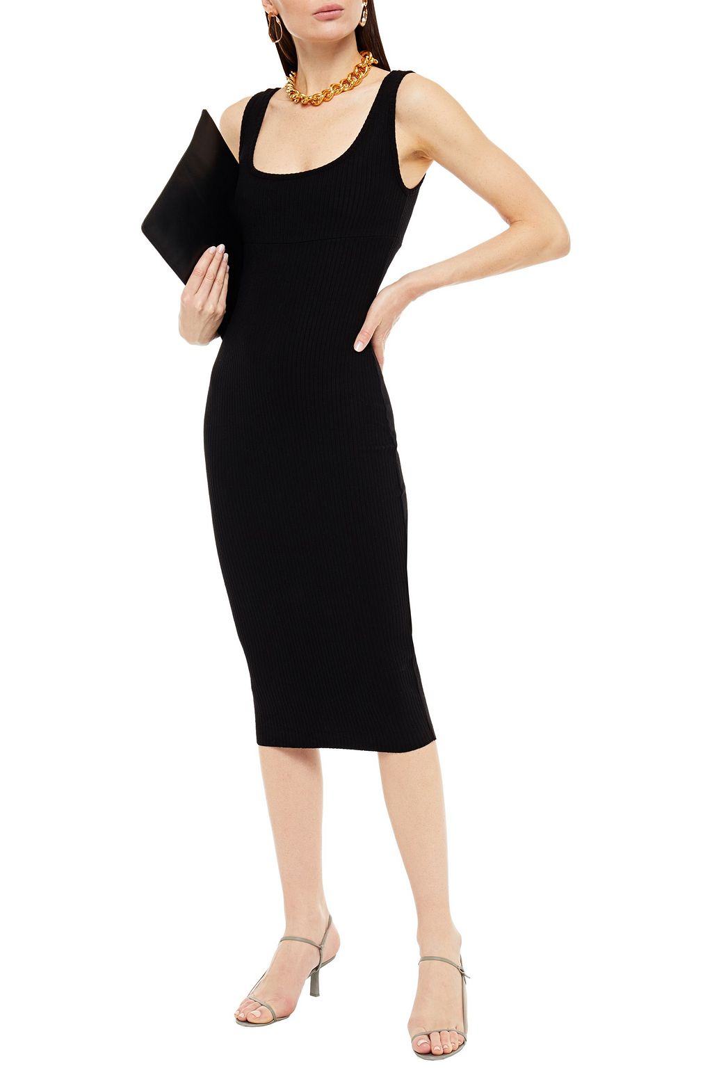 ENZA COSTA Ribbed-knit midi dress
