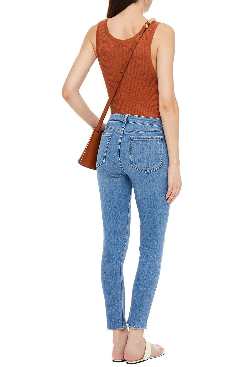 RAG & BONE Cropped distressed mid-rise skinny jeans