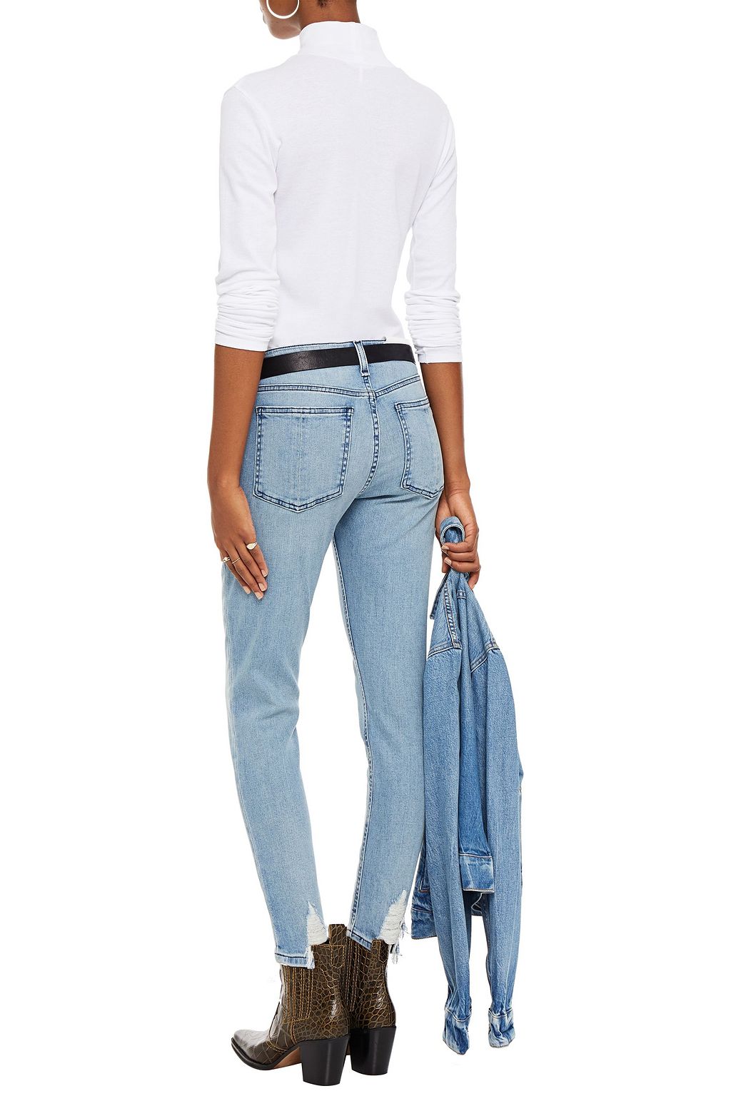 RAG & BONE Cropped distressed mid-rise skinny jeans