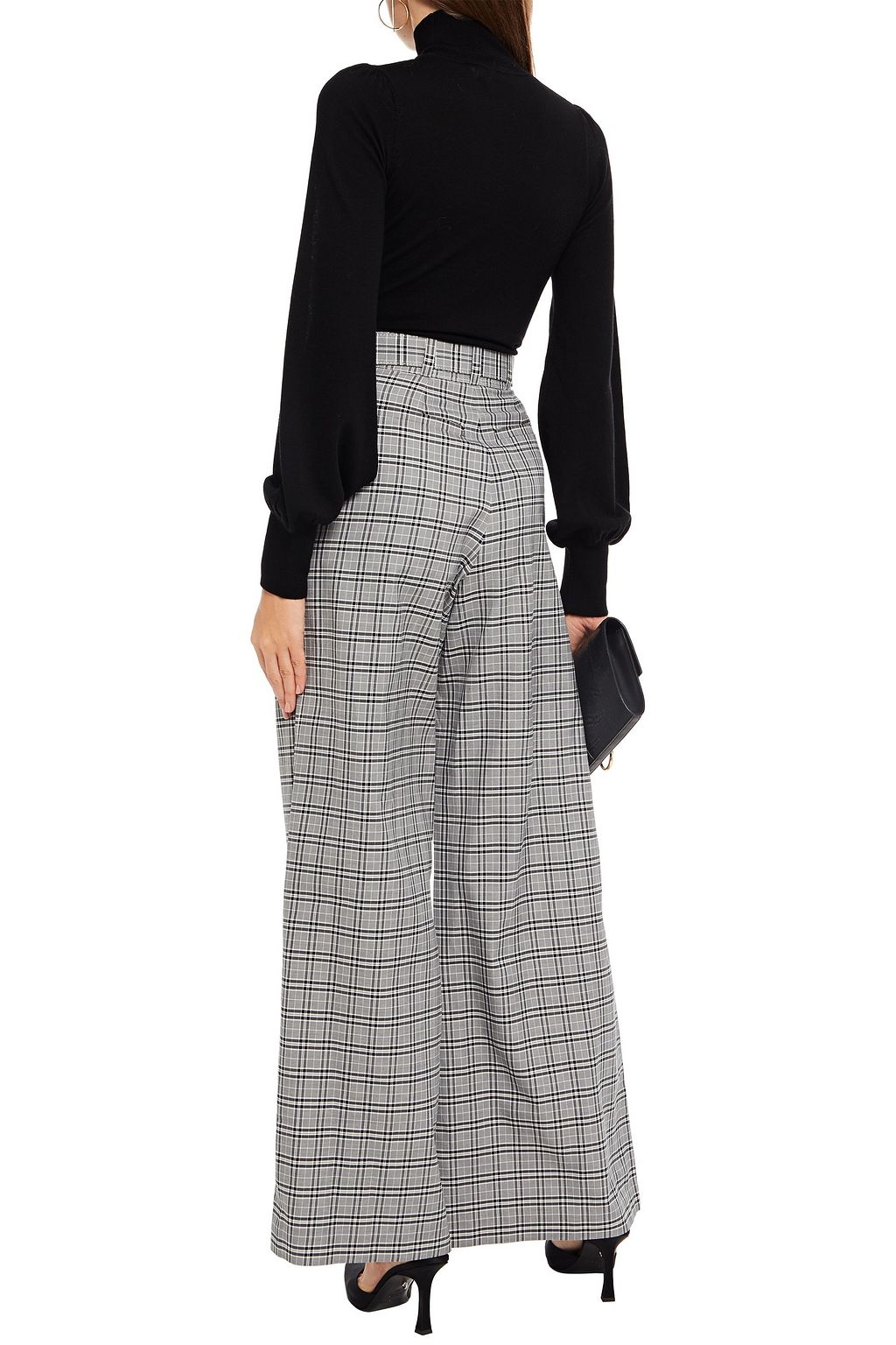 ZIMMERMANN Belted gingham cotton-blend wide-leg pants