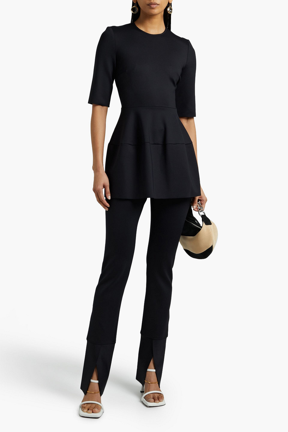 Rosetta Getty Pull On Skinny Split Cuff Pants In Black