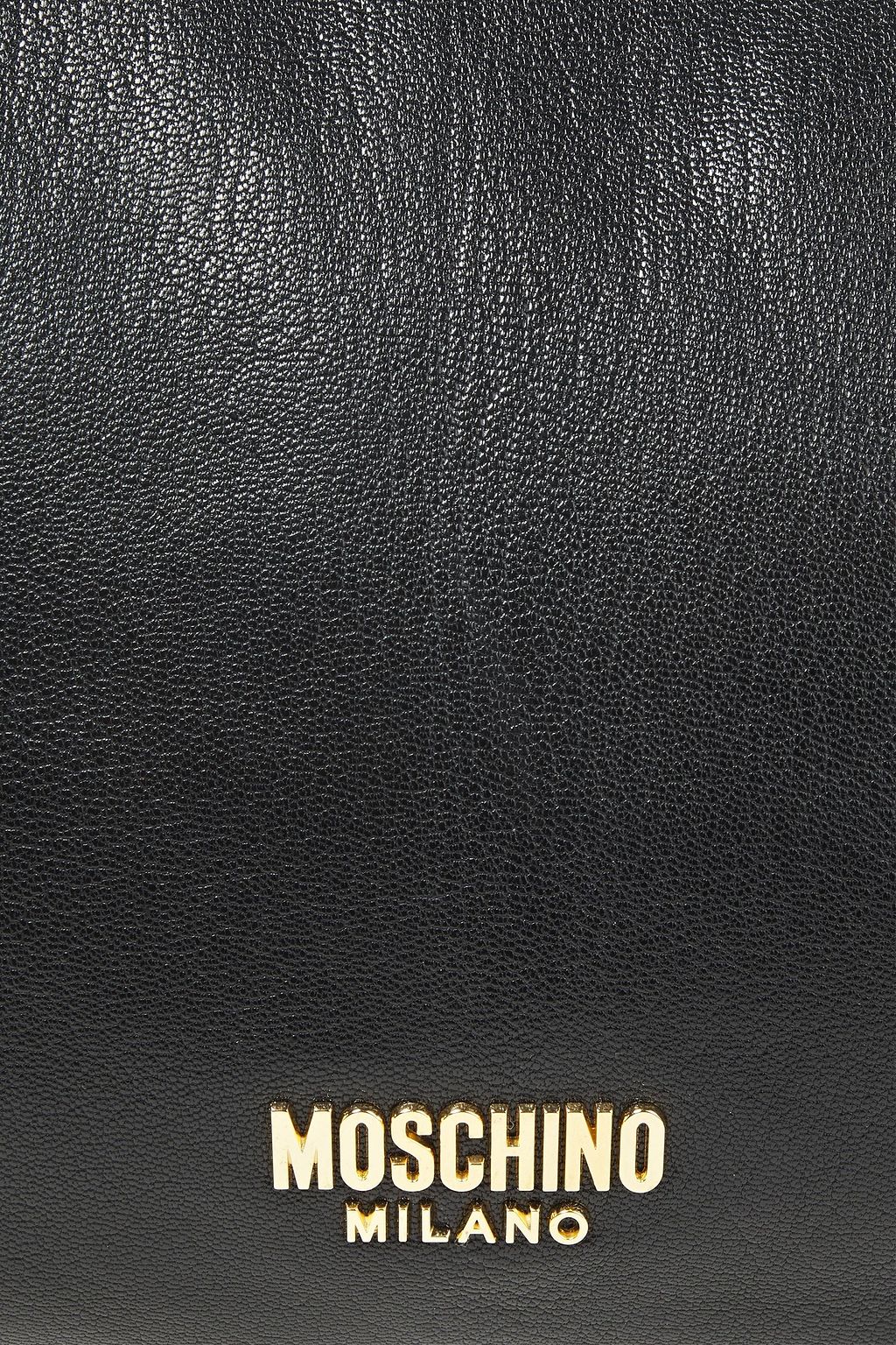 MOSCHINO Logo-embellished textured-leather shoulder bag