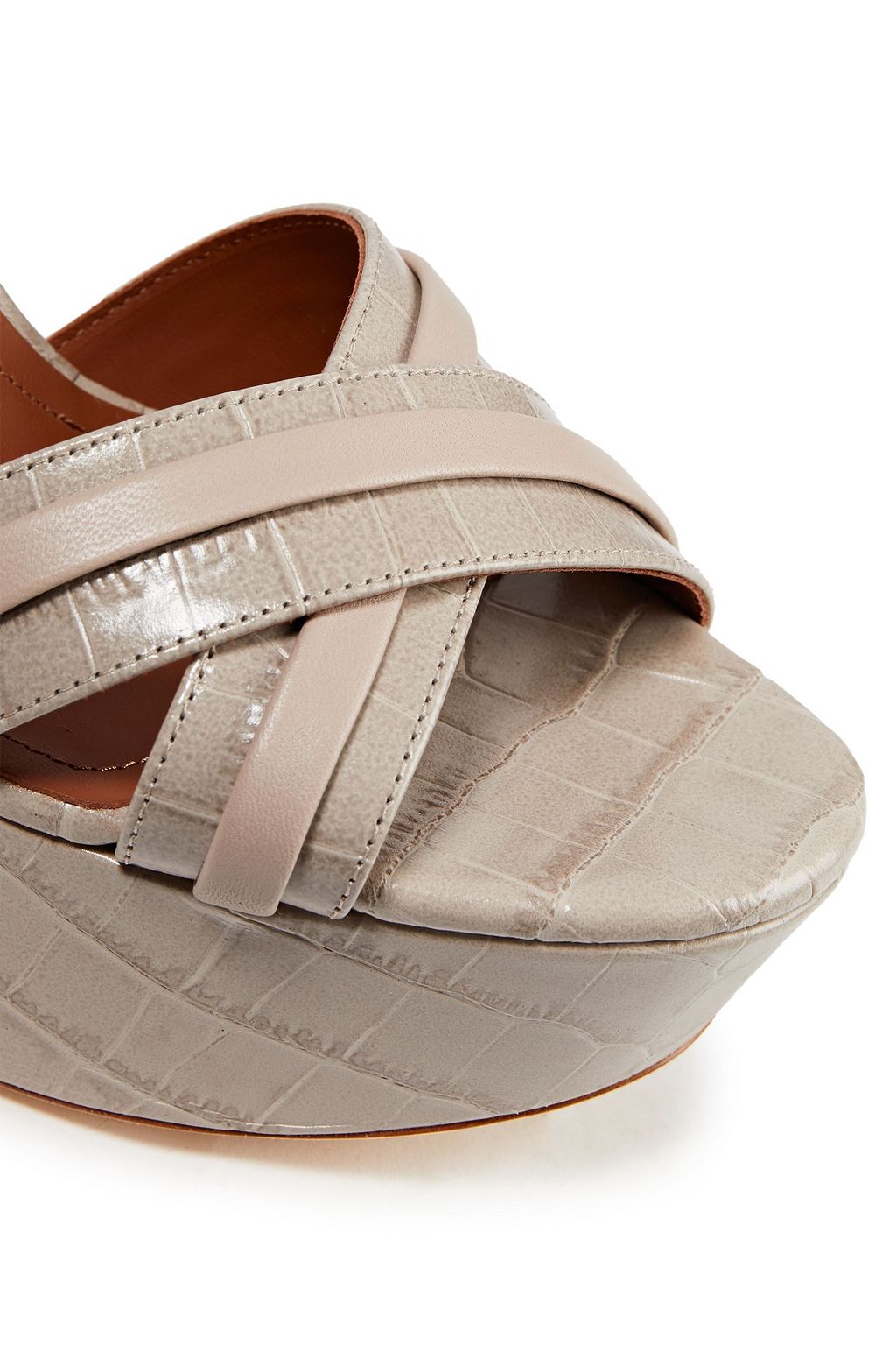 MALONE SOULIERS Mila 125 smooth and croc-effect leather platform sandals