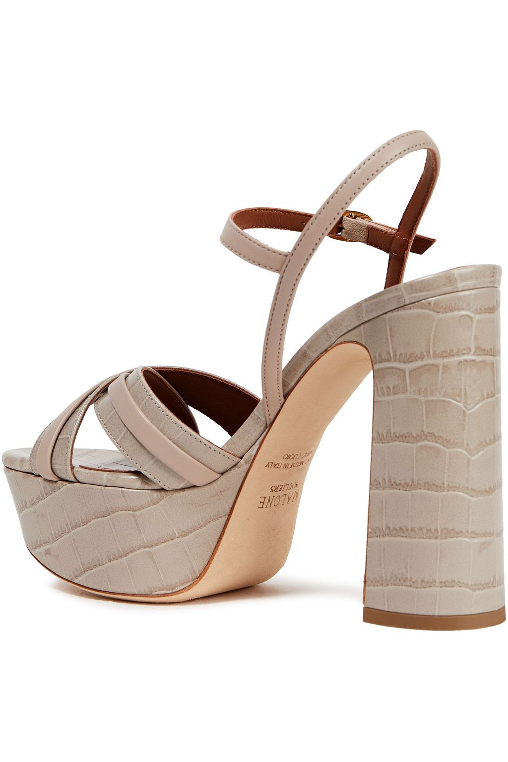 MALONE SOULIERS Mila 125 smooth and croc-effect leather platform sandals