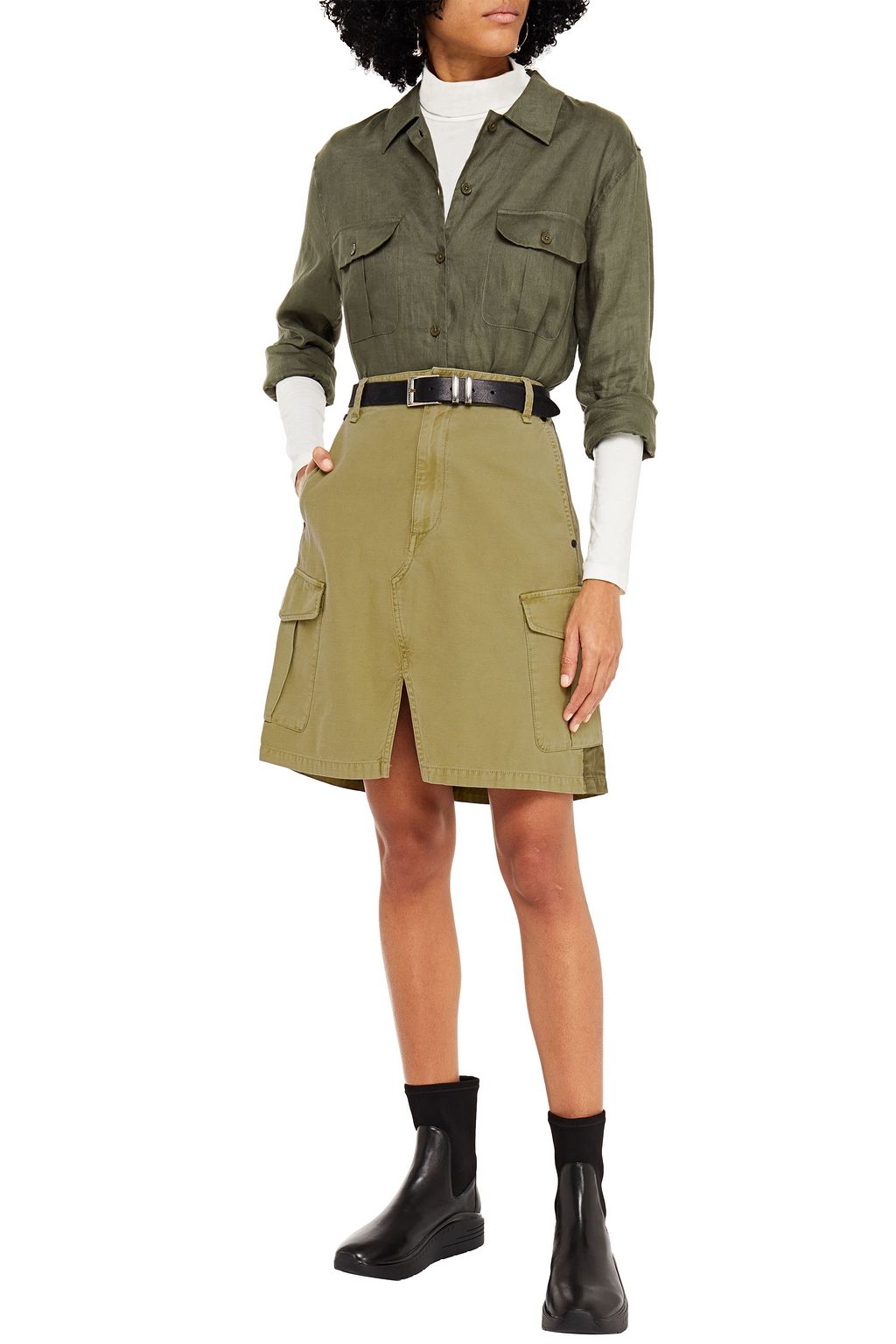 RAG & BONE Striped cotton-canvas skirt