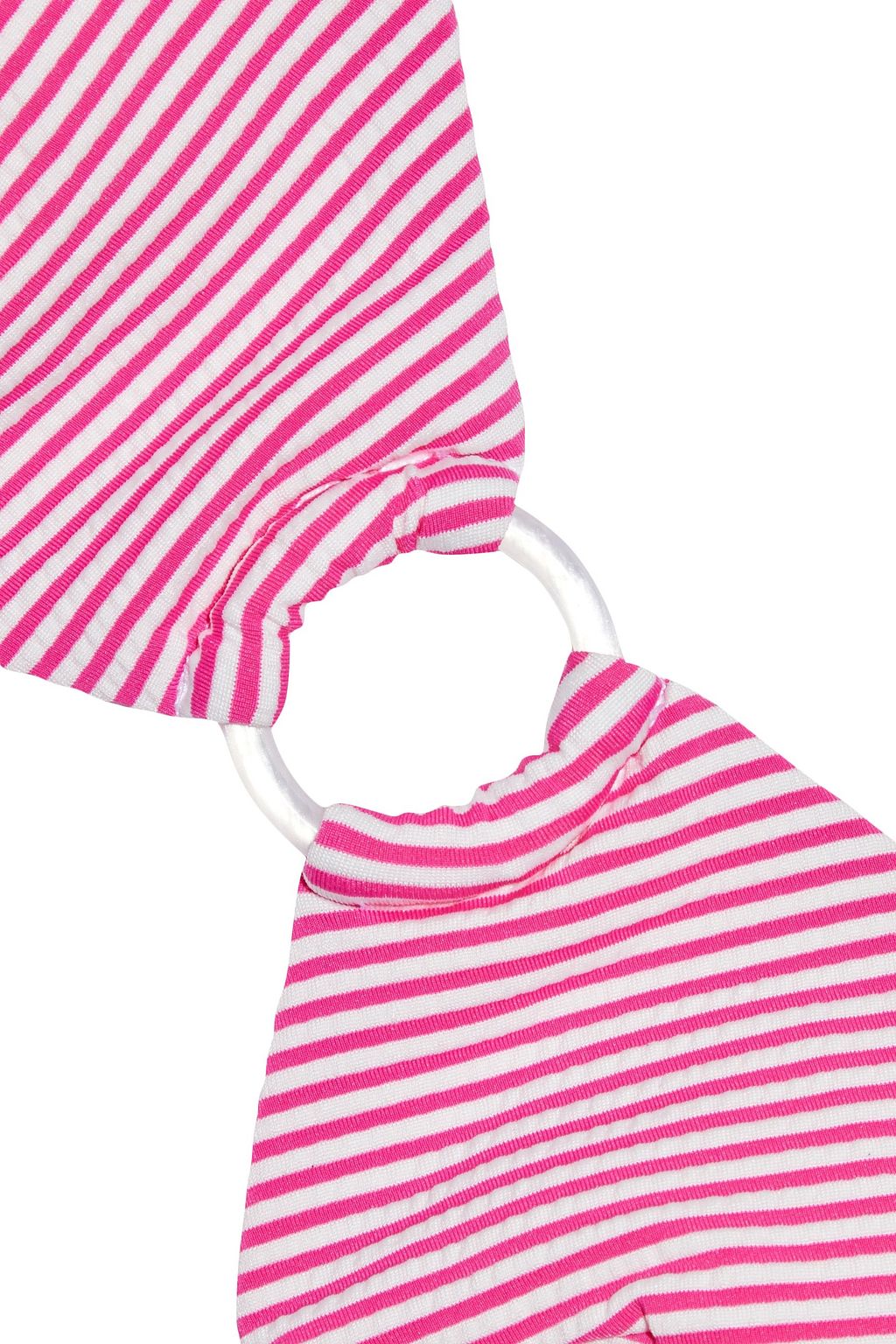 ONIA Jade ring-embellished striped stretch-seersucker bikini top