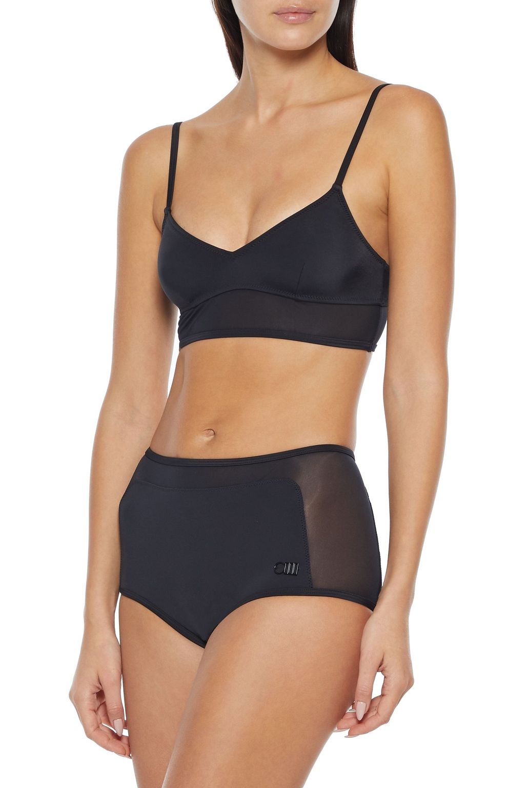 SOLID & STRIPED The Brigitte mesh-trimmed bikini top