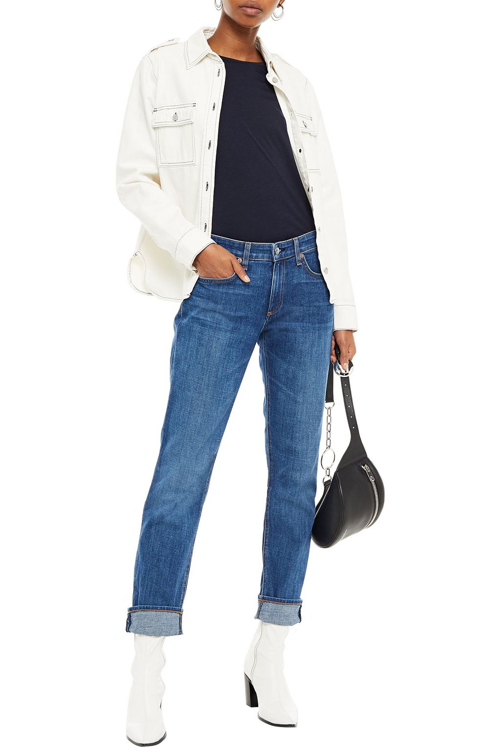 RAG & BONE Cropped faded boyfriend jeans