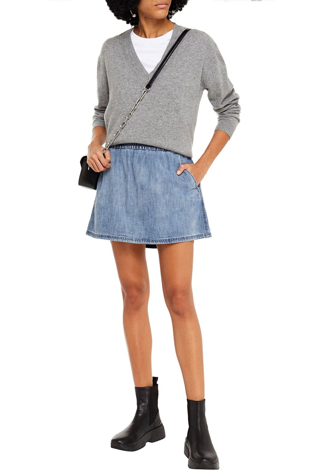 RAG & BONE Faded denim mini skirt