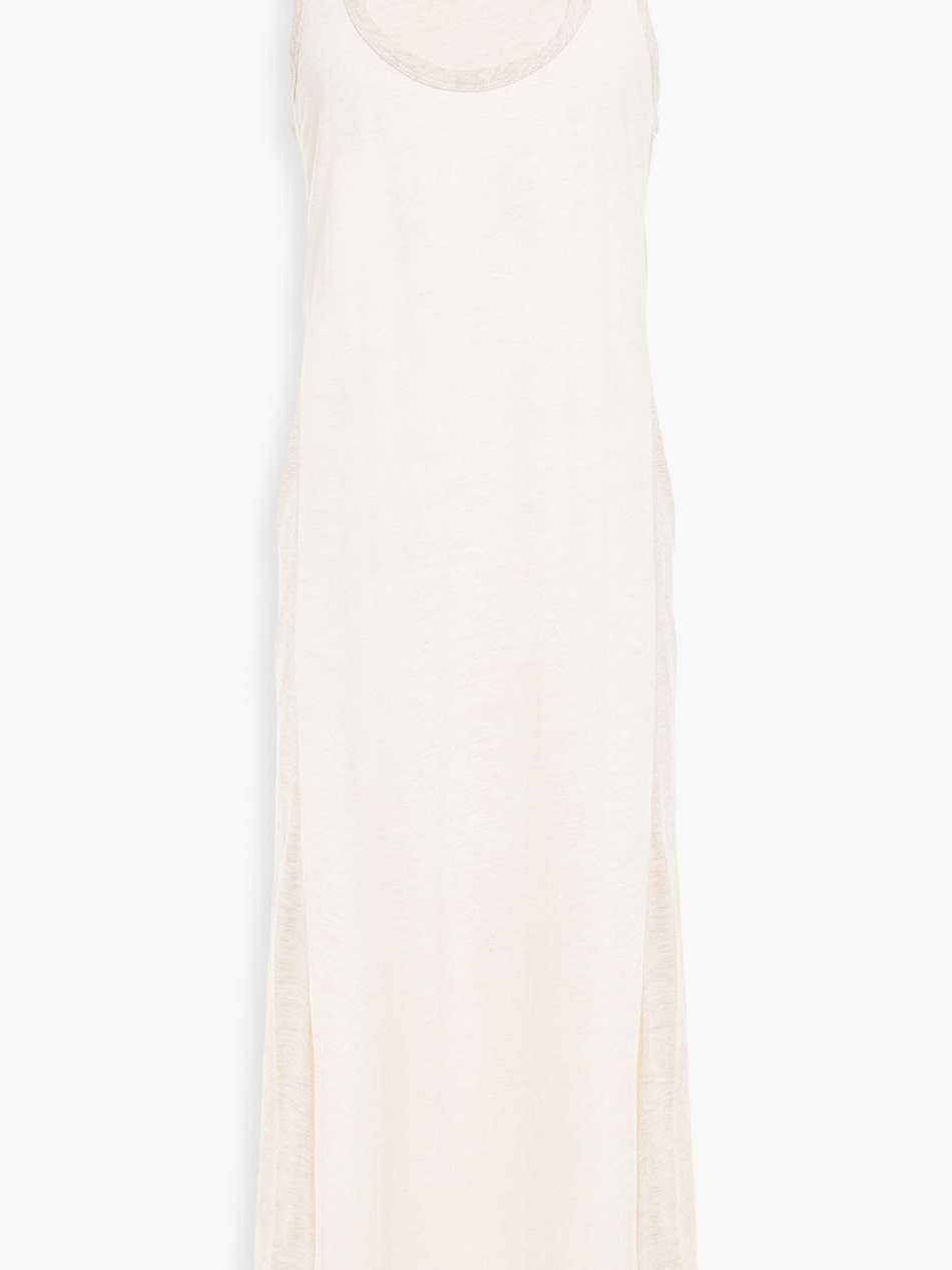 linen-blend jersey midi dress