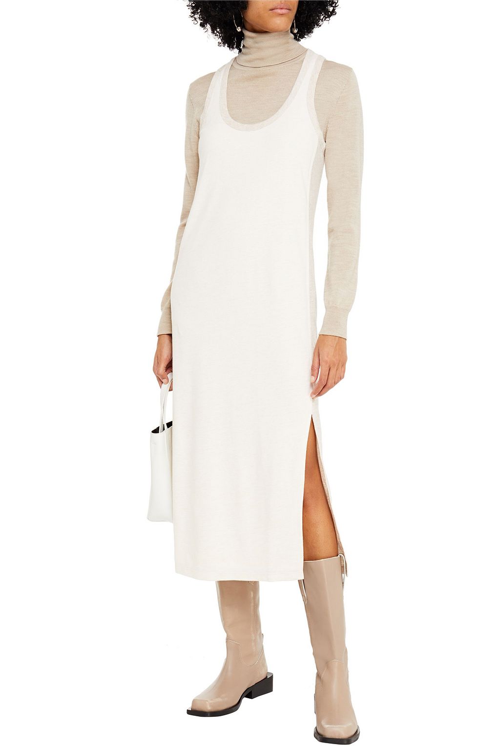 RAG & BONE Summer two-tone mélange linen-blend jersey midi dress
