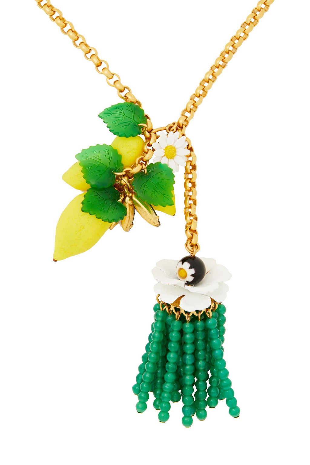ELIZABETH COLE 24-karat gold-plated multi-stone necklace