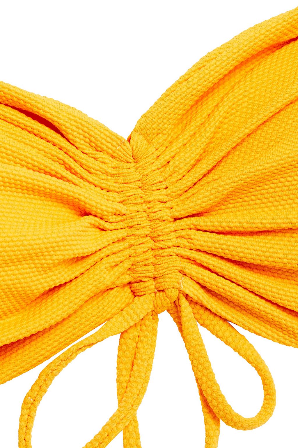 NICHOLAS Ruched stretch-piqué bandeau bikini top