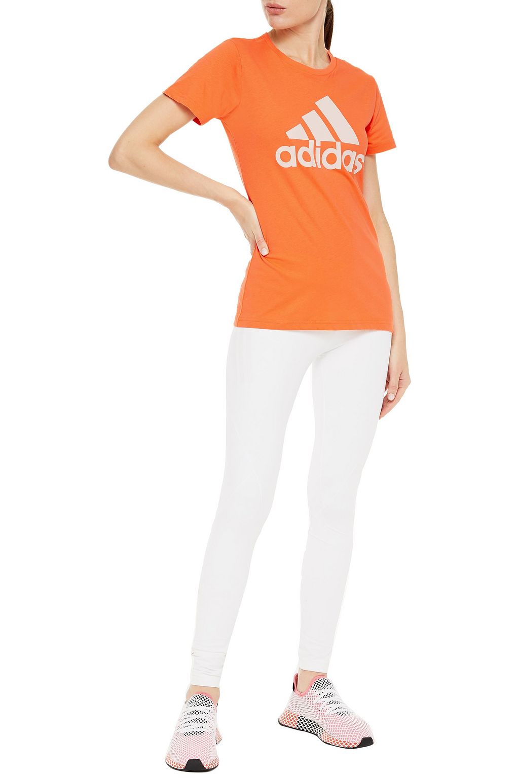 ADIDAS Printed cotton-jersey T-shirt