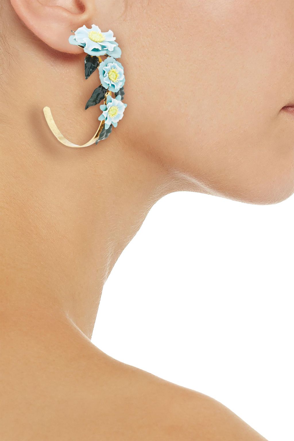 ELIZABETH COLE 24-karat gold-plated, enamel and resin hoop earrings