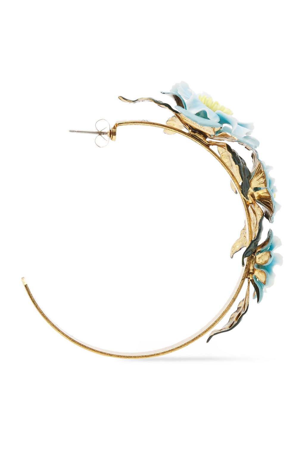 ELIZABETH COLE 24-karat gold-plated, enamel and resin hoop earrings