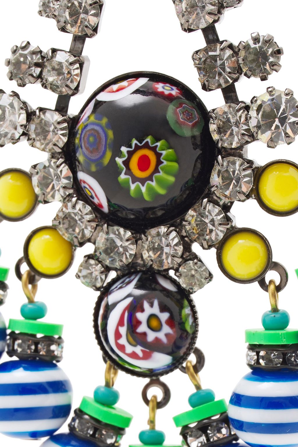 ELIZABETH COLE Hematite-plated, gold-tone, stone, crystal and bead earrings
