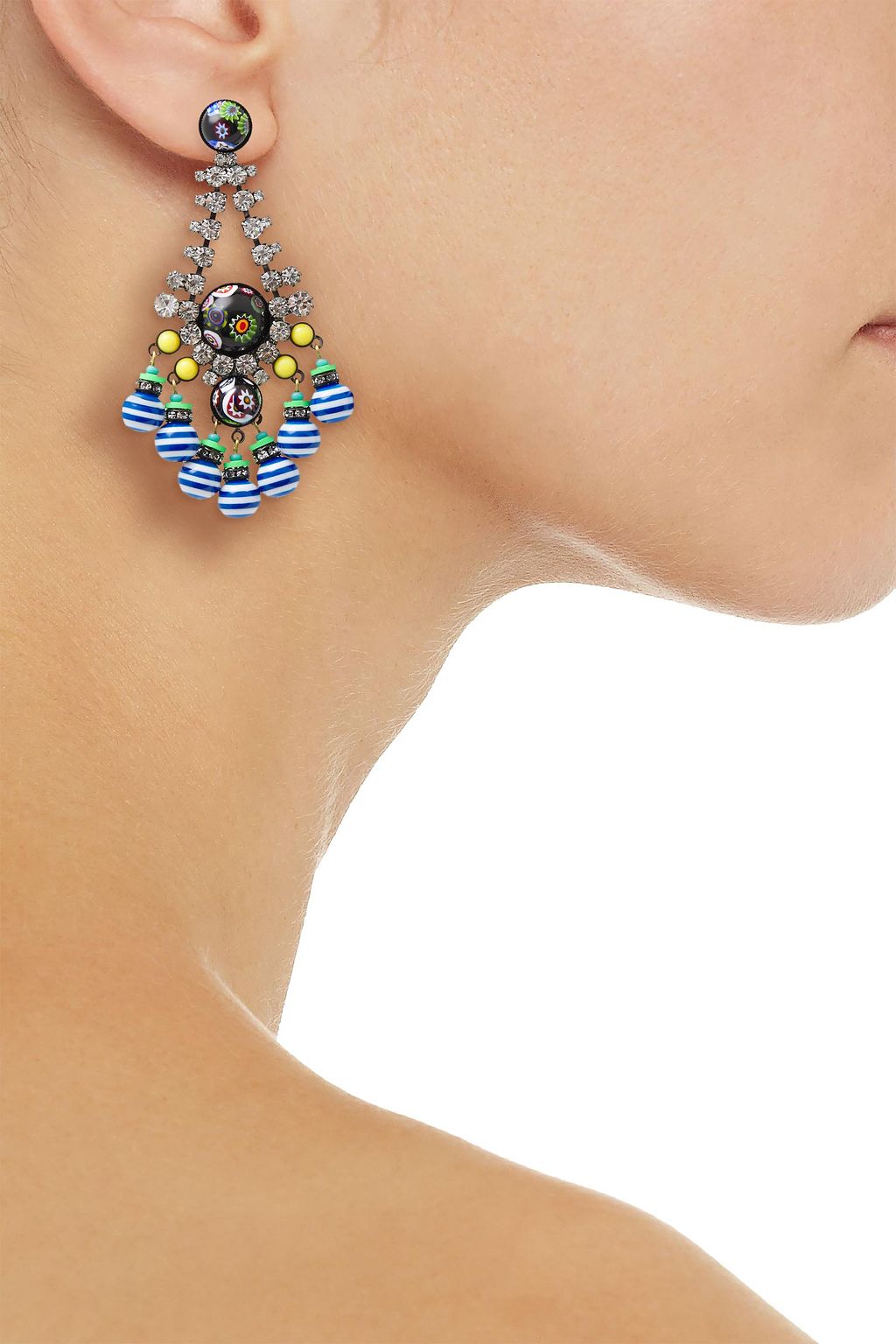 ELIZABETH COLE Hematite-plated, gold-tone, stone, crystal and bead earrings