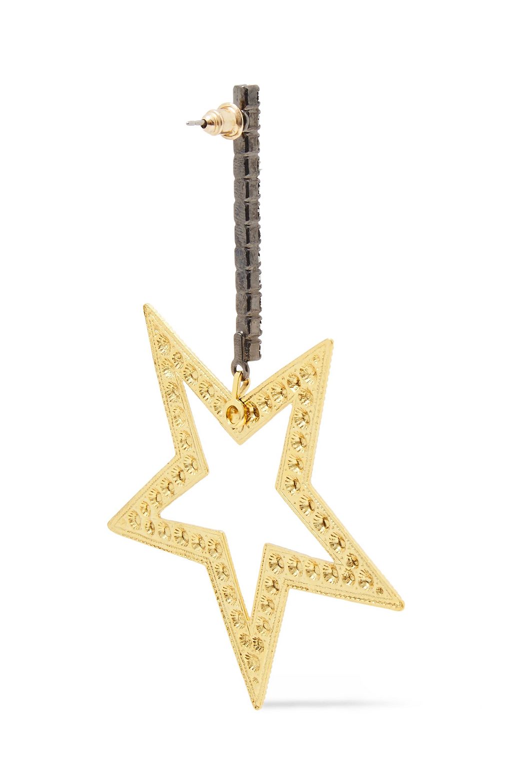 ELIZABETH COLE 24-karat gold-plated, hematite-plated and crystal earrings