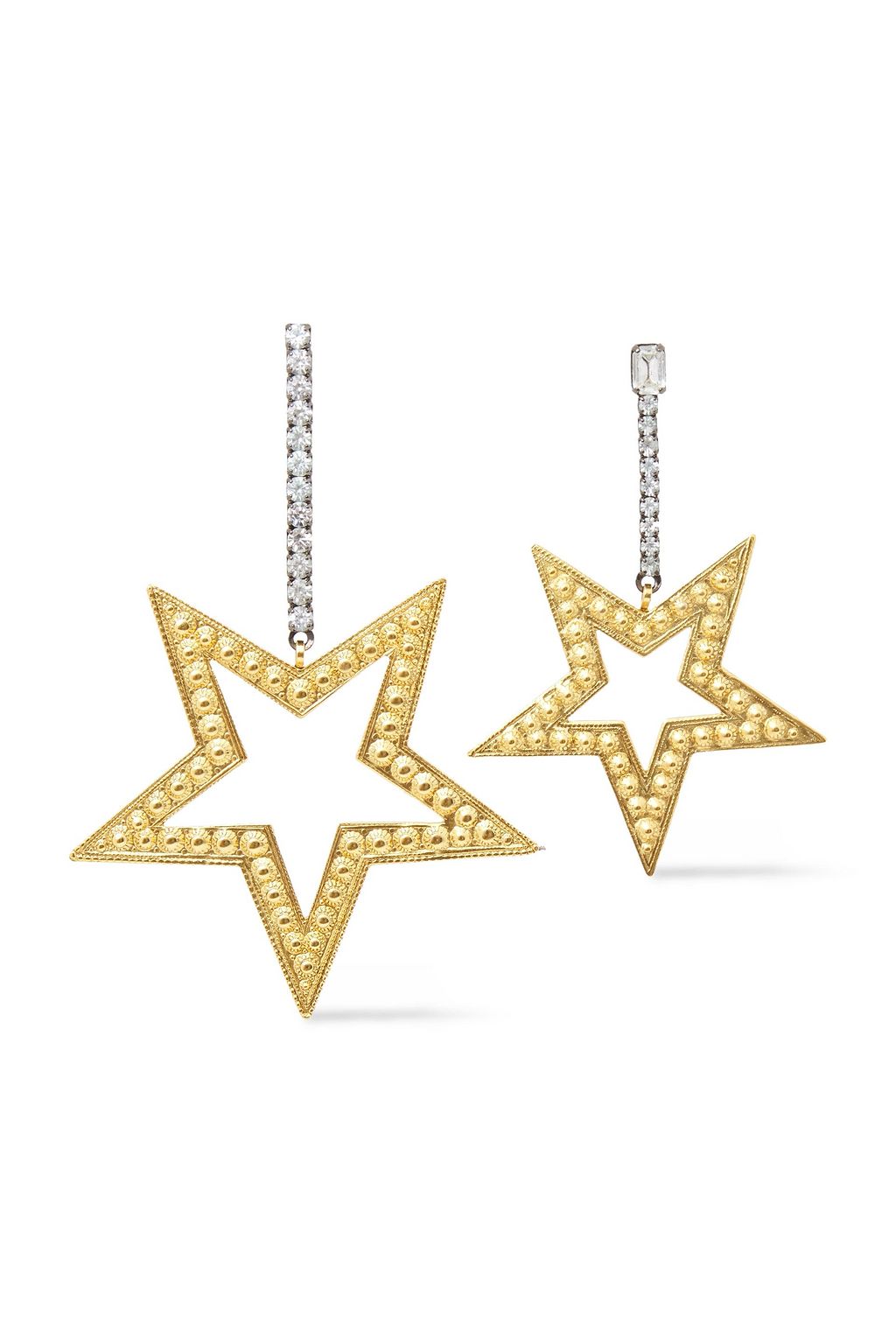 ELIZABETH COLE 24-karat gold-plated, hematite-plated and crystal earrings