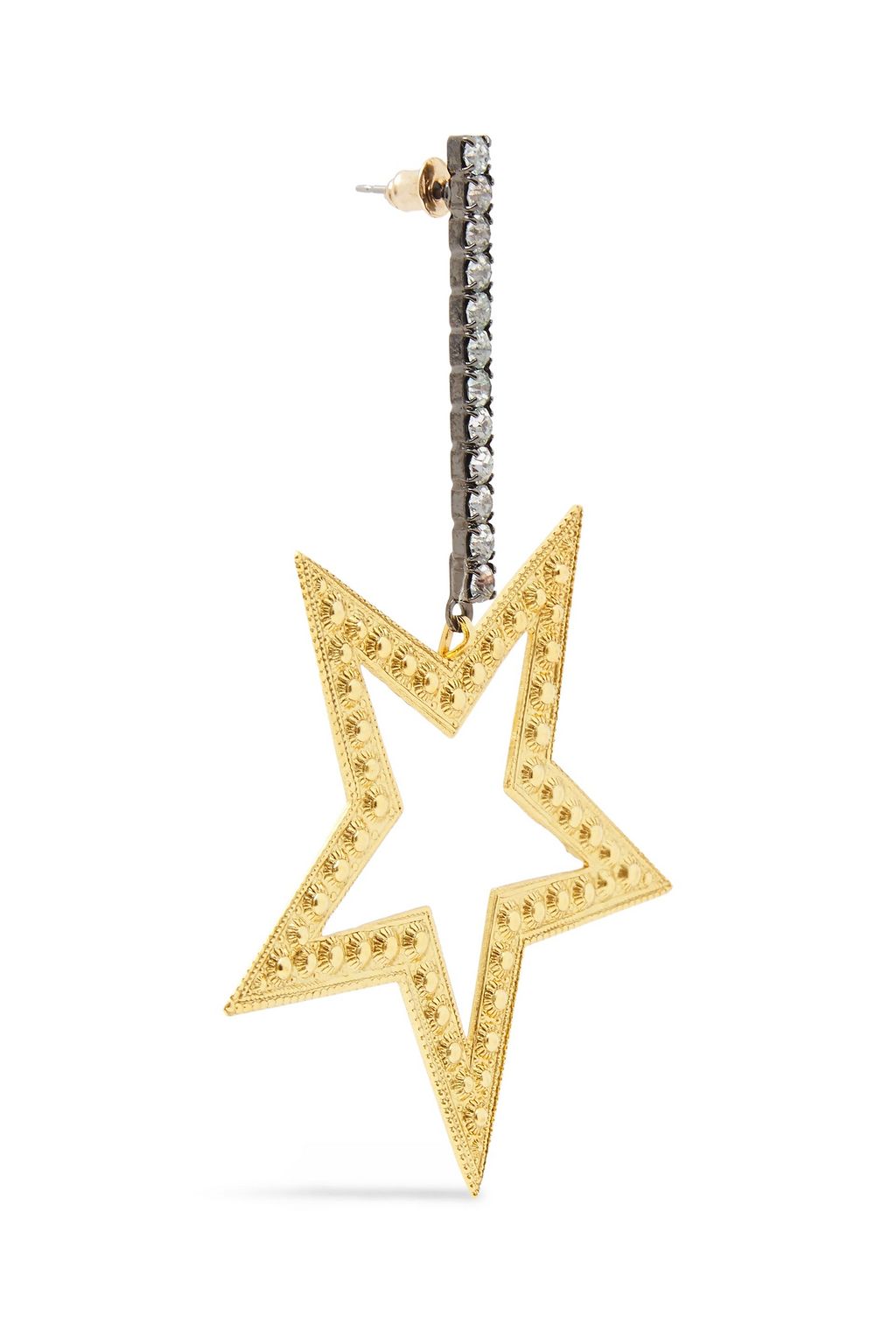 ELIZABETH COLE 24-karat gold-plated, hematite-plated and crystal earrings