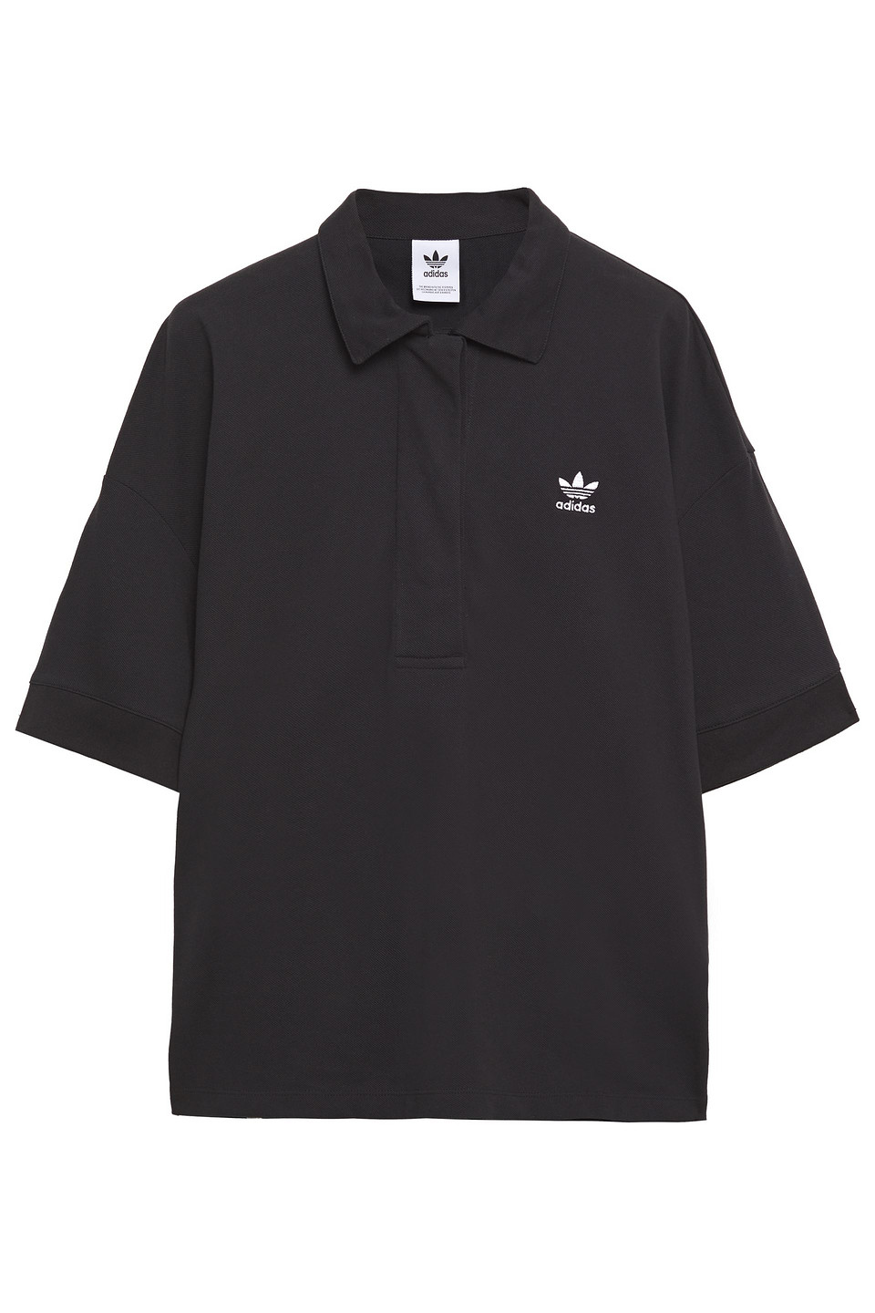 Adidas Originals Woman Embroidered Cotton-piqué Polo Shirt Black Size 48