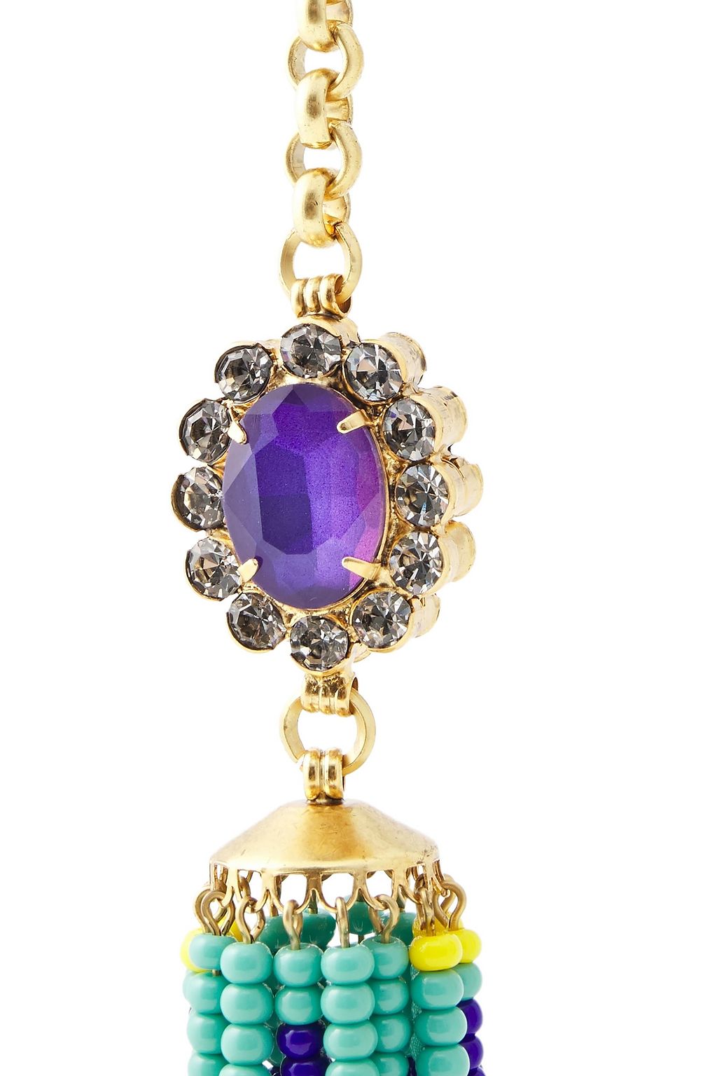 ELIZABETH COLE 24-karat gold-plated, bead and crystal necklace