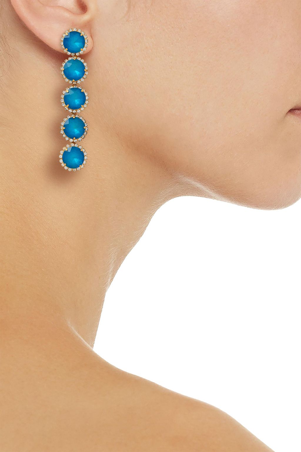 ELIZABETH COLE 24-karat gold-plated, crystal and glass earrings