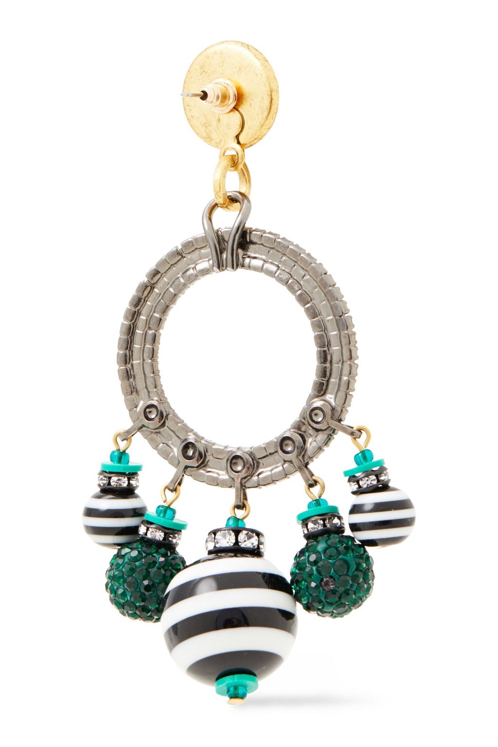 ELIZABETH COLE Hematite and 24-karat gold-plated multi-stone earrings
