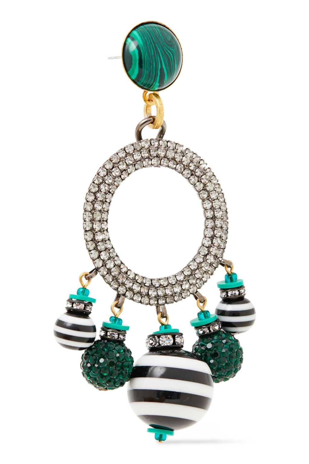 ELIZABETH COLE Hematite and 24-karat gold-plated multi-stone earrings
