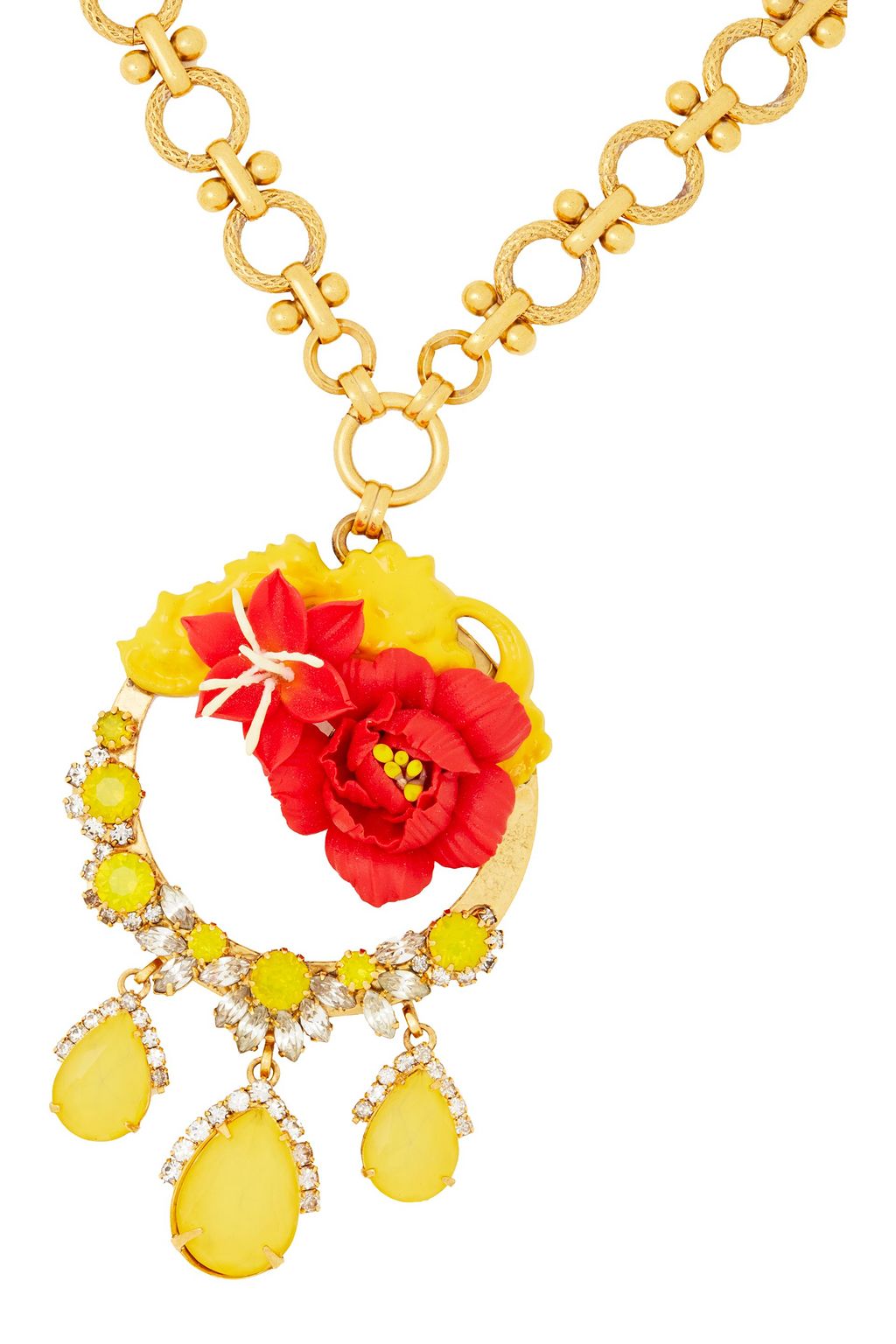 ELIZABETH COLE 24-karat gold-plated, Swarovski crystal, enamel and clay necklace