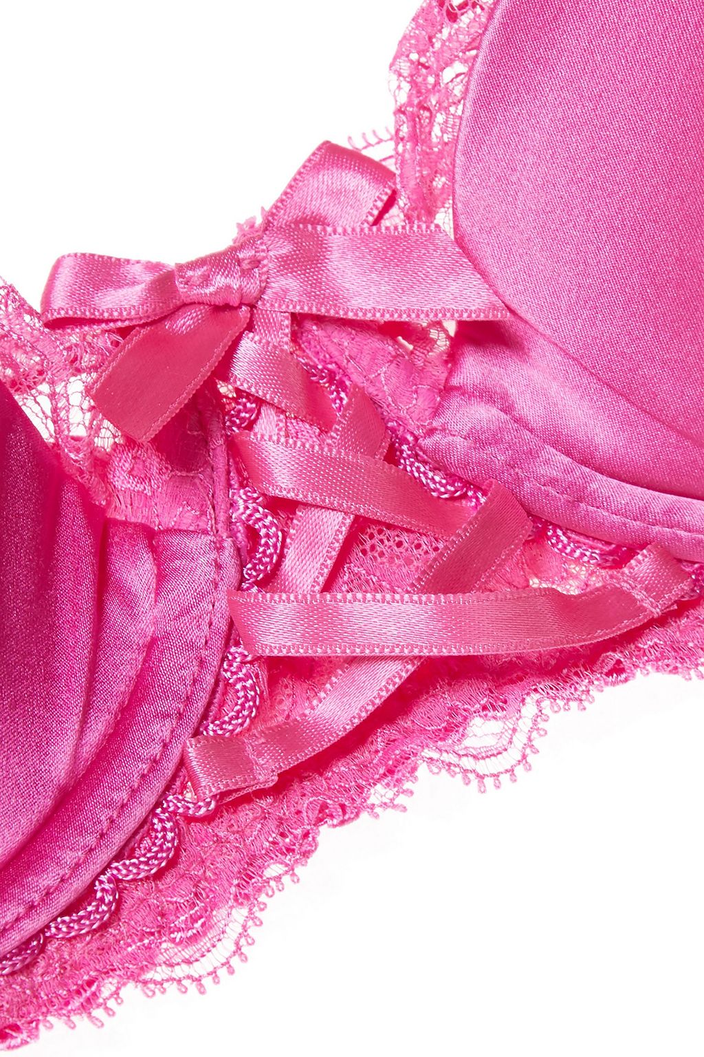 AGENT PROVOCATEUR Ayla Leavers lace and picot-trimmed stretch-silk satin and stretch-tulle underwired balconette bra