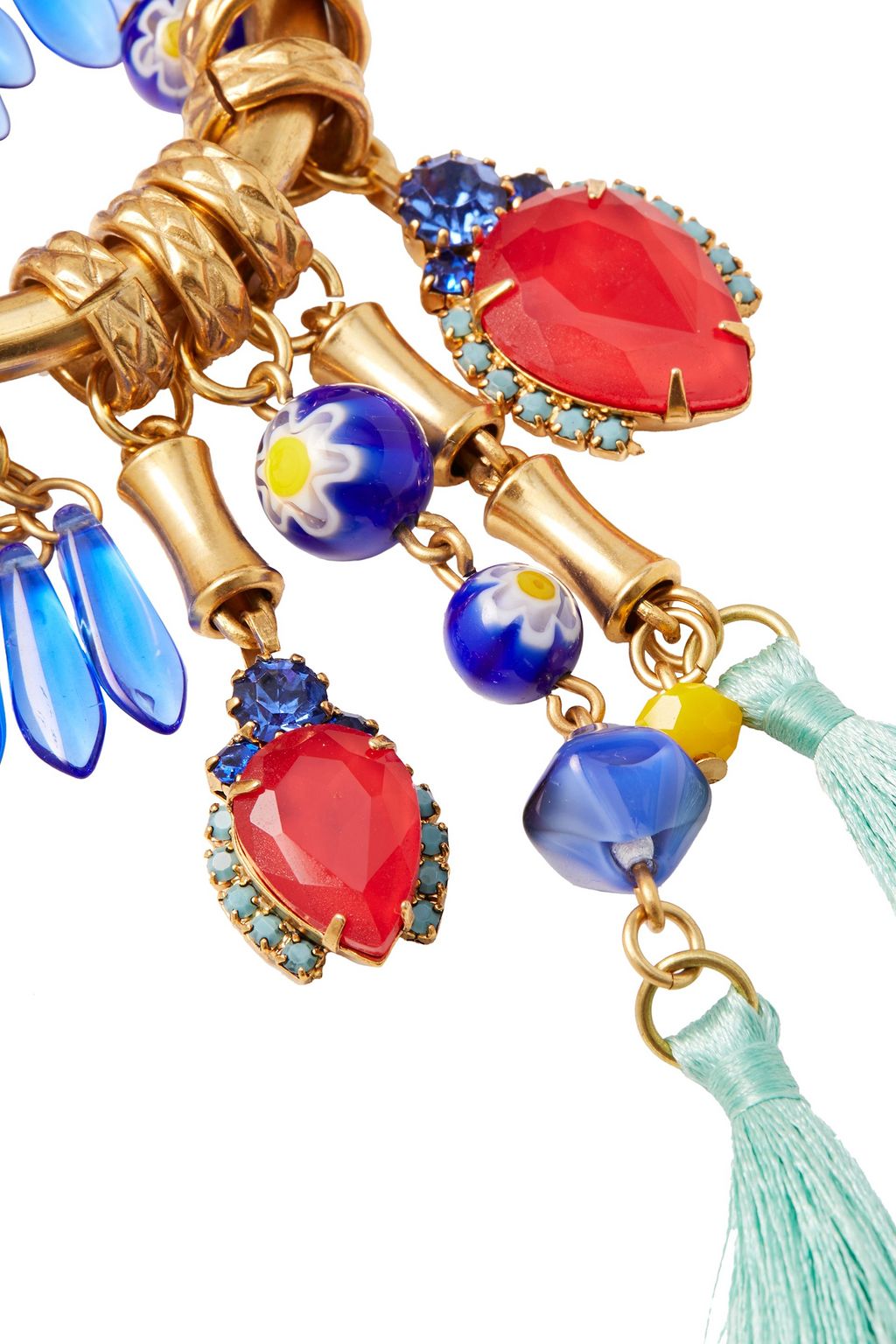 ELIZABETH COLE 24-karat gold-plated, glass, tassel and Swarovski crystal necklace