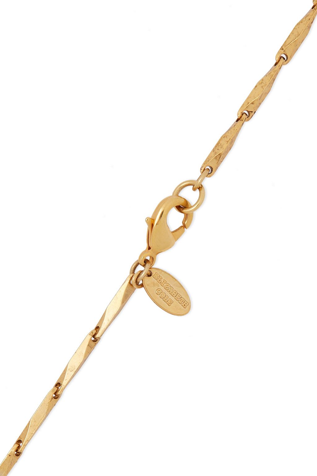 ELIZABETH COLE 24-karat gold-plated, glass, tassel and Swarovski crystal necklace