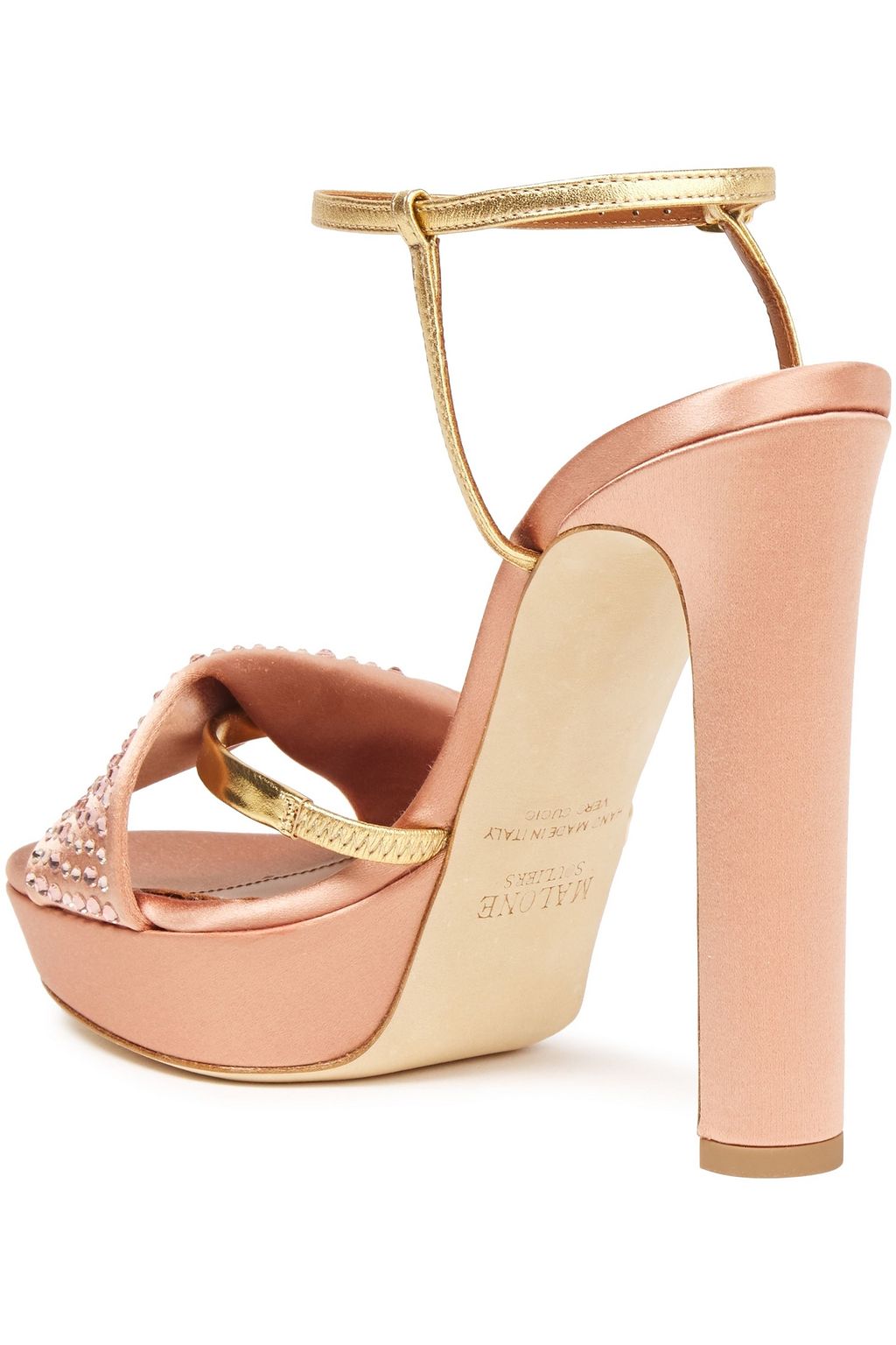 MALONE SOULIERS Lauren crystal-embellished satin platform sandals