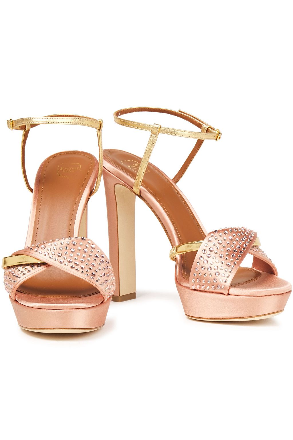 MALONE SOULIERS Lauren crystal-embellished satin platform sandals