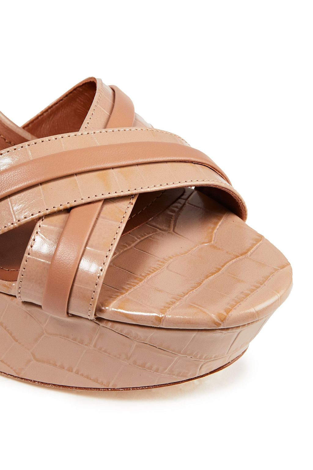 MALONE SOULIERS صندل بلاتفورم «ميلا 125» من الجلد بنمط التمساح والجلد الأملس