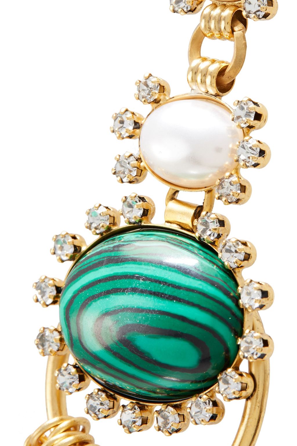 ELIZABETH COLE 24-karat gold-plated, faux pearl, Swarovski crystal and glass earrings