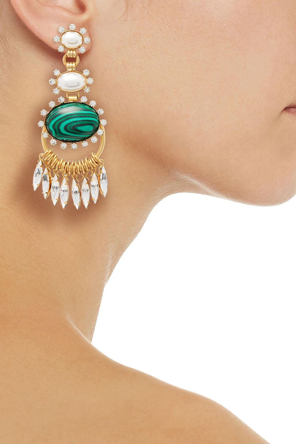 ELIZABETH COLE 24-karat gold-plated, faux pearl, Swarovski crystal and glass earrings