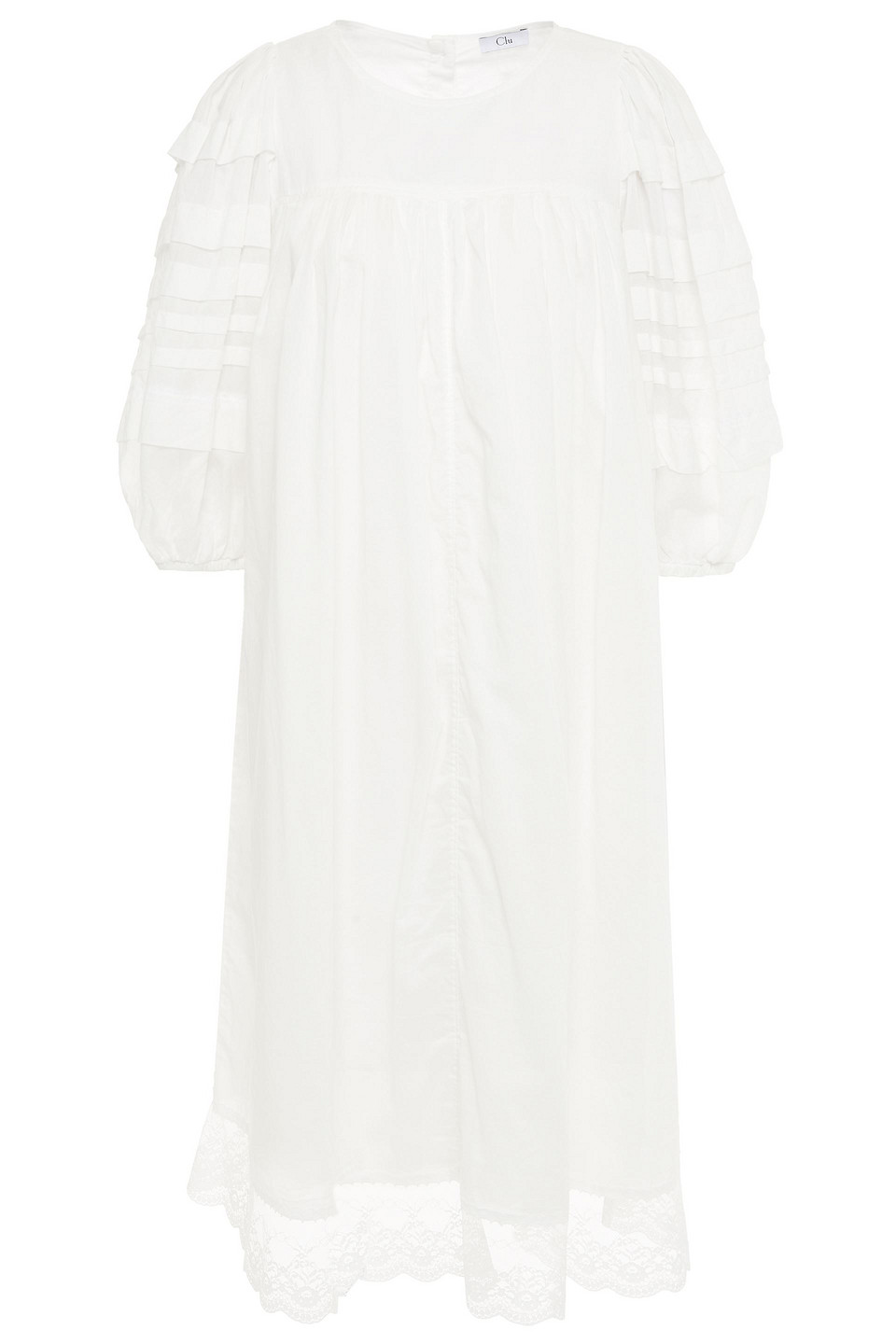 Clu Woman Lace-trimmed Pleated Cotton-mousseline Dress White Size S