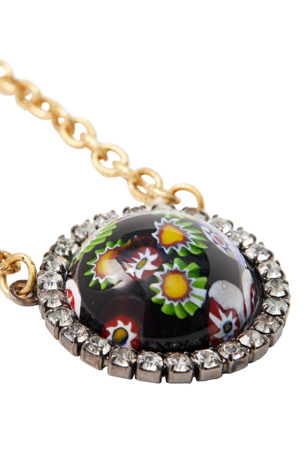 ELIZABETH COLE 24-karat gold-plated, crystal and glass necklace