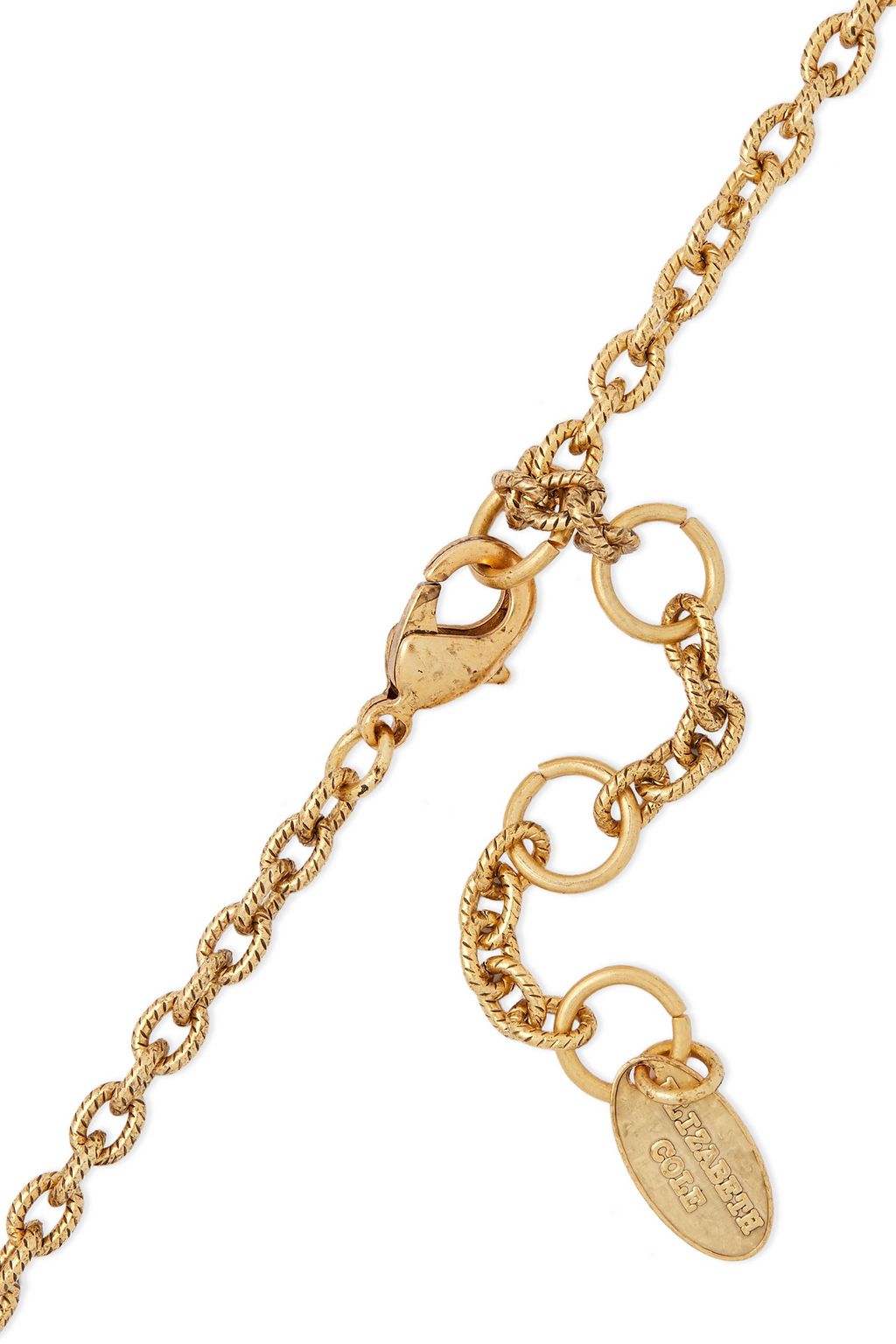 ELIZABETH COLE 24-karat gold-plated, crystal and glass necklace
