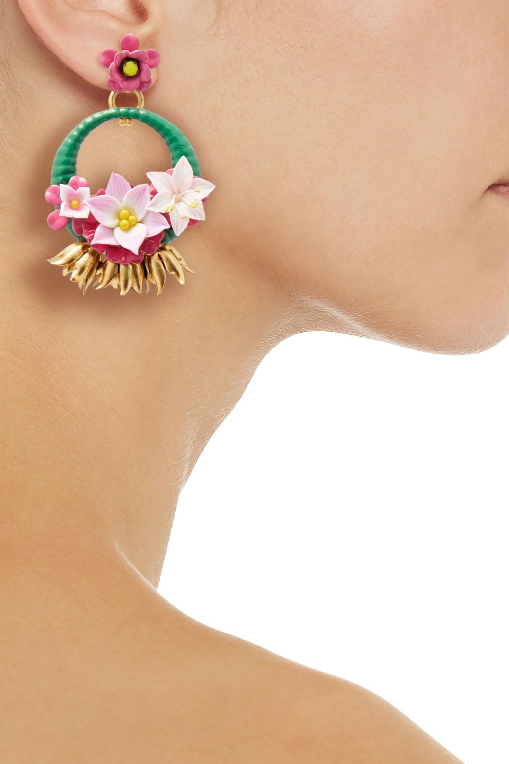 ELIZABETH COLE 24-karat gold-plated clay, enamel and Swarovski crystal earrings