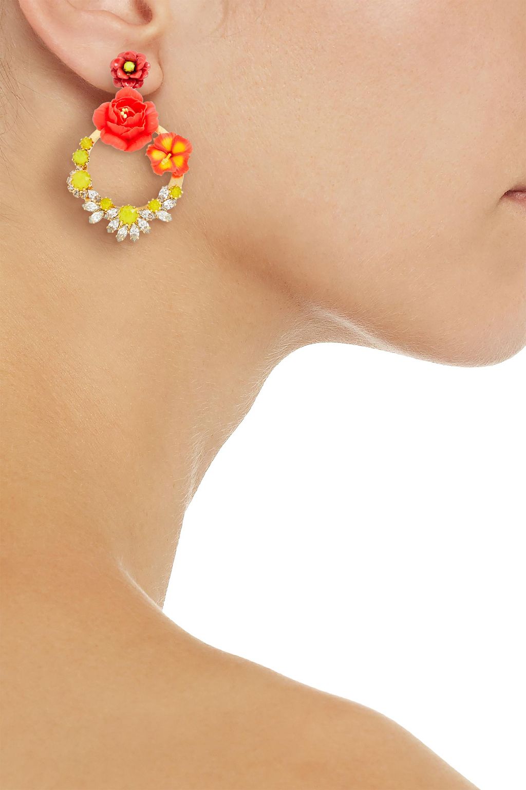 ELIZABETH COLE 24-karat gold-plated, Swarovski crystal, enamel and clay earrings