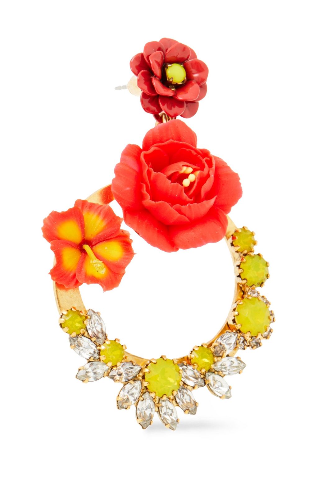 ELIZABETH COLE 24-karat gold-plated, Swarovski crystal, enamel and clay earrings