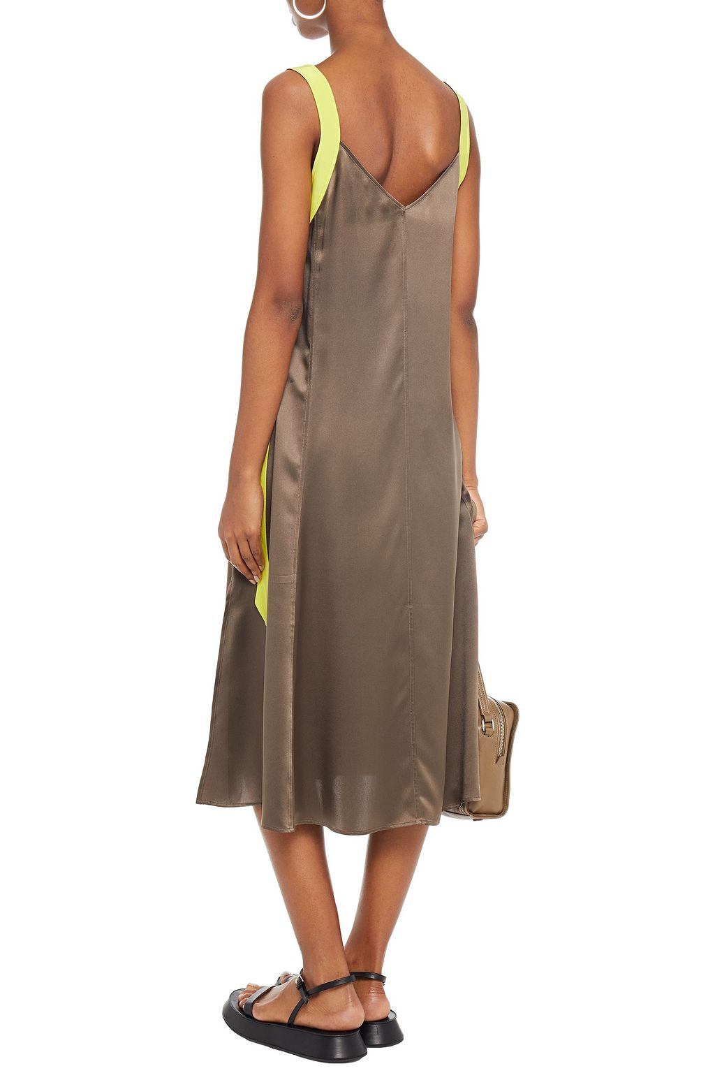 RAG & BONE Colette neon-trimmed silk-satin slip dress